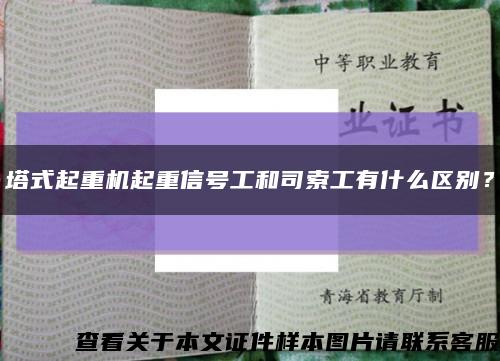 塔式起重機起重信號工和司索工有什么區別？縮略圖