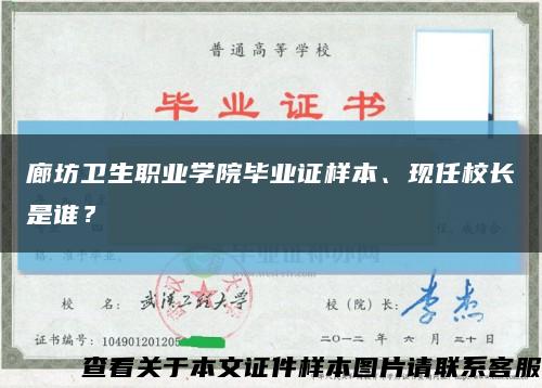 廊坊衛生職業學院畢業證樣本、現任校長是誰？縮略圖