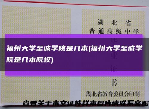 福州大學至誠學院是幾本(福州大學至誠學院是幾本院校)縮略圖