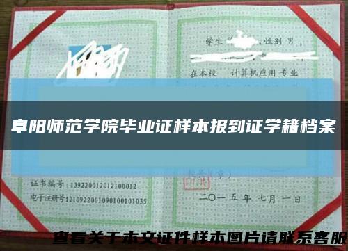 阜陽師范學院畢業證樣本報到證學籍檔案縮略圖