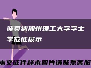 波莫納加州理工大學學士學位證展示縮略圖