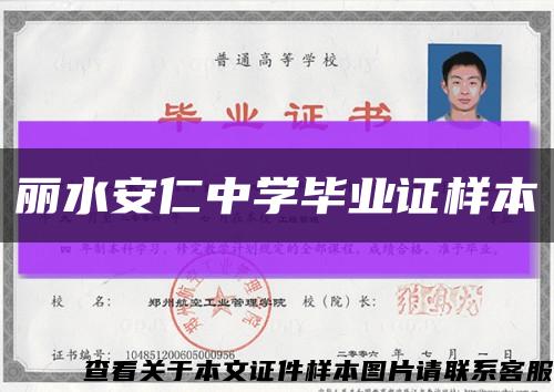 麗水安仁中學畢業證樣本縮略圖