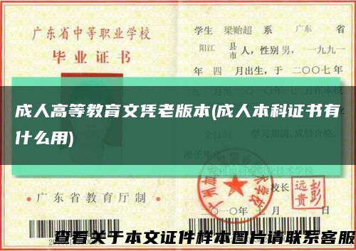 成人高等教育文憑老版本(成人本科證書有什么用)縮略圖
