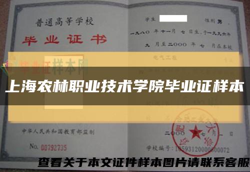 上海農林職業技術學院畢業證樣本縮略圖