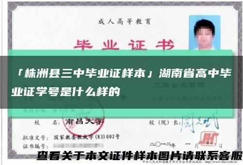 「株洲縣三中畢業證樣本」湖南省高中畢業證學號是什么樣的縮略圖