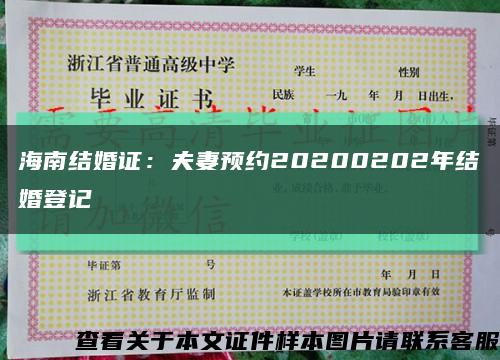 海南結婚證：夫妻預約20200202年結婚登記縮略圖