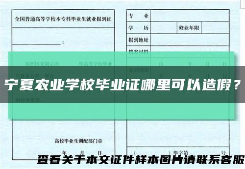寧夏農業學校畢業證哪里可以造假？縮略圖