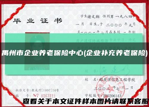 禹州市企業養老保險中心(企業補充養老保險)縮略圖
