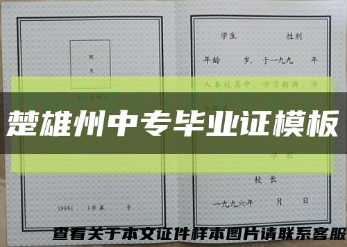 楚雄州中專畢業證模板縮略圖