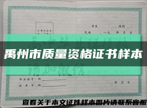 禹州市質量資格證書樣本縮略圖