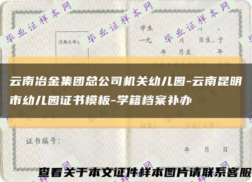 云南冶金集團總公司機關幼兒園-云南昆明市幼兒園證書模板-學籍檔案補辦縮略圖