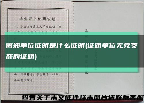 離鄭單位證明是什么證明(證明單位無黨支部的證明)縮略圖