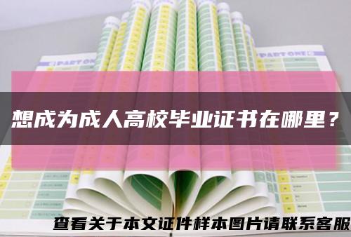 想成為成人高校畢業證書在哪里？縮略圖