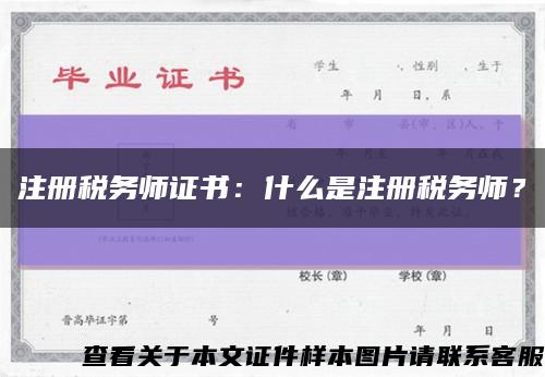 注冊稅務師證書：什么是注冊稅務師？縮略圖