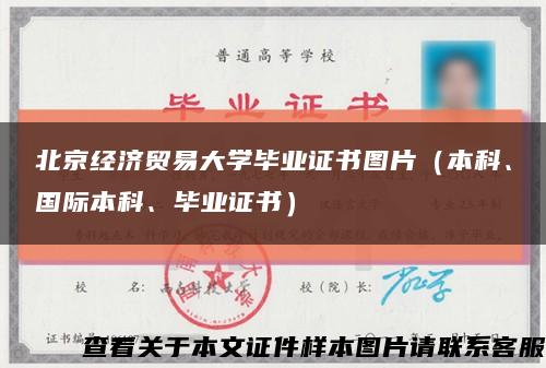 北京經濟貿易大學畢業證書圖片（本科、國際本科、畢業證書）縮略圖