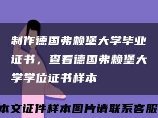 制作德國弗賴堡大學畢業證書，查看德國弗賴堡大學學位證書樣本縮略圖