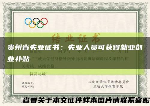 貴州省失業證書：失業人員可獲得就業創業補貼縮略圖