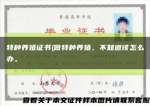 特種養殖證書(做特種養殖，不知道該怎么辦?？s略圖