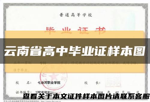 云南省高中畢業證樣本圖縮略圖
