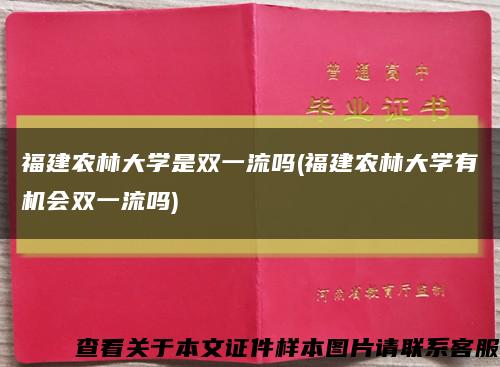 福建農林大學是雙一流嗎(福建農林大學有機會雙一流嗎)縮略圖