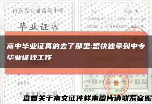 高中畢業證真的去了那里:想快速拿到中專畢業證找工作縮略圖