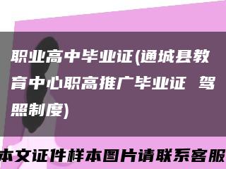 職業高中畢業證(通城縣教育中心職高推廣畢業證 駕照制度)縮略圖