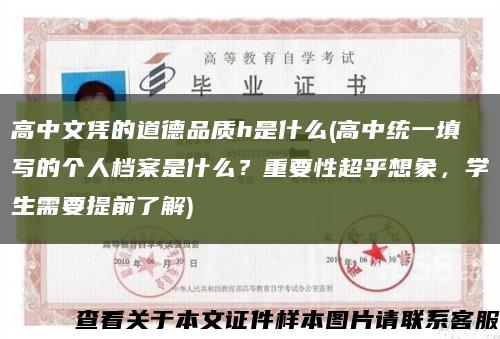高中文憑的道德品質h是什么(高中統一填寫的個人檔案是什么？重要性超乎想象，學生需要提前了解)縮略圖
