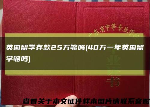 英國留學存款25萬夠嗎(40萬一年英國留學夠嗎)縮略圖