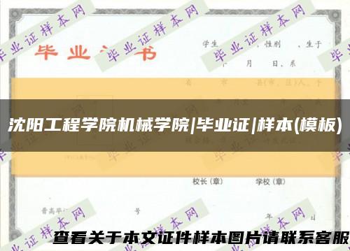 沈陽工程學院機械學院|畢業證|樣本(模板)縮略圖