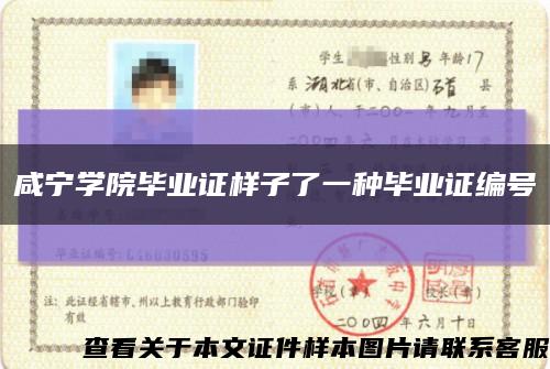 咸寧學院畢業證樣子了一種畢業證編號縮略圖