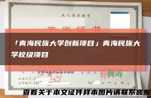 「青海民族大學創新項目」青海民族大學校級項目縮略圖