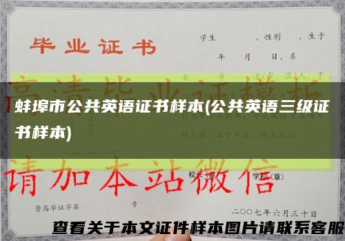 蚌埠市公共英語證書樣本(公共英語三級證書樣本)縮略圖