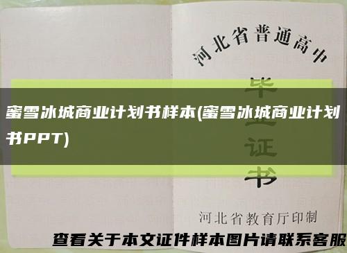 蜜雪冰城商業計劃書樣本(蜜雪冰城商業計劃書PPT)縮略圖