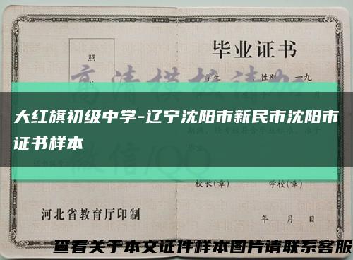 大紅旗初級中學-遼寧沈陽市新民市沈陽市證書樣本縮略圖