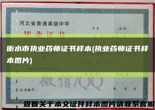 衡水市執業藥師證書樣本(執業藥師證書樣本圖片)縮略圖