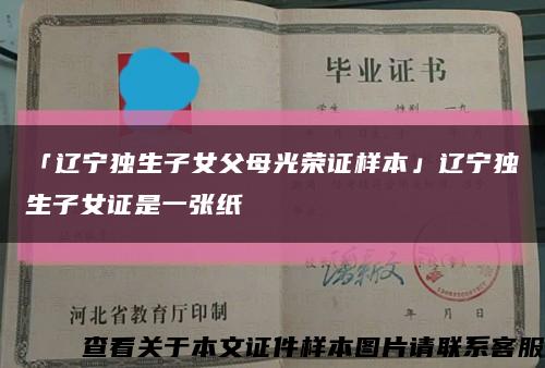 「遼寧獨生子女父母光榮證樣本」遼寧獨生子女證是一張紙縮略圖