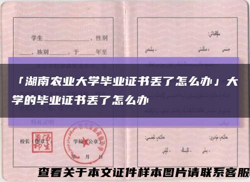 「湖南農業大學畢業證書丟了怎么辦」大學的畢業證書丟了怎么辦縮略圖