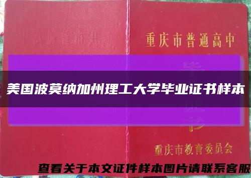 美國波莫納加州理工大學畢業證書樣本縮略圖