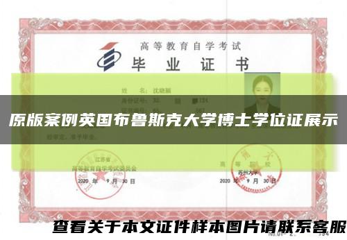 原版案例英國布魯斯克大學博士學位證展示縮略圖