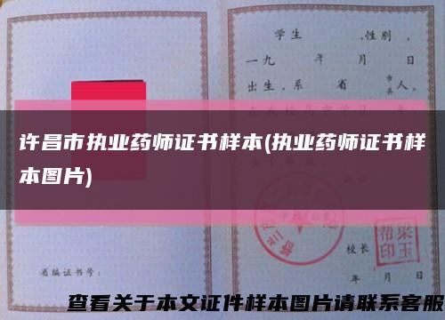 許昌市執業藥師證書樣本(執業藥師證書樣本圖片)縮略圖