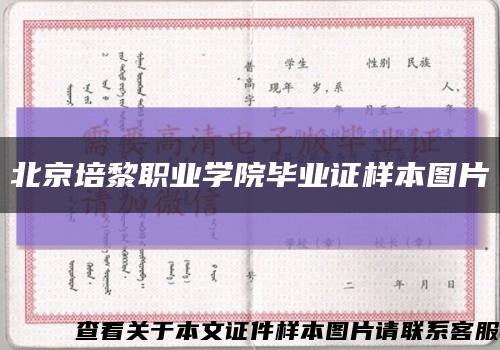 北京培黎職業學院畢業證樣本圖片縮略圖