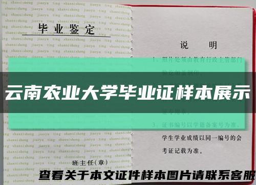云南農業大學畢業證樣本展示縮略圖
