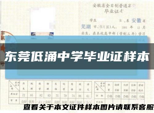 東莞低涌中學畢業證樣本縮略圖