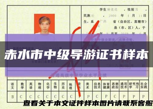 赤水市中級導游證書樣本縮略圖
