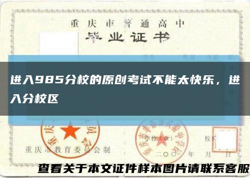進入985分校的原創考試不能太快樂，進入分校區縮略圖