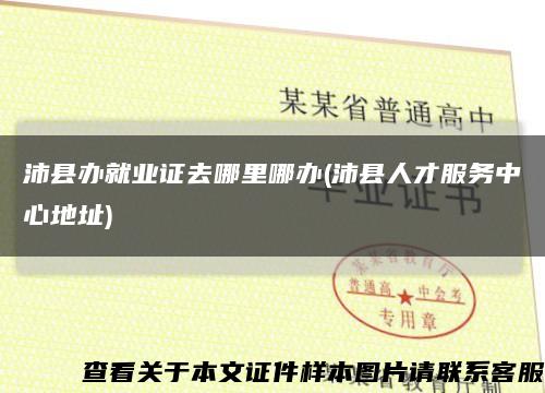 沛縣辦就業證去哪里哪辦(沛縣人才服務中心地址)縮略圖