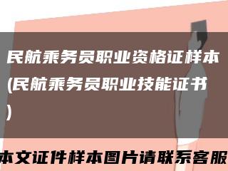民航乘務員職業資格證樣本(民航乘務員職業技能證書)縮略圖