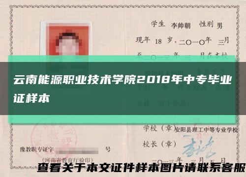 云南能源職業技術學院2018年中專畢業證樣本縮略圖