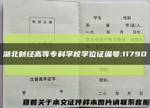 湖北財經高等?？茖W校學位證編號:11790縮略圖