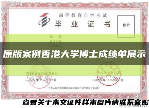 原版案例香港大學博士成績單展示縮略圖